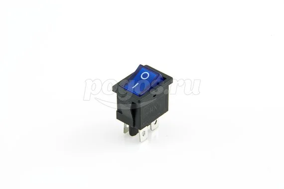 Выключатель клавишный 250V 6А (4с) ON-OFF синий с подсветкой Mini (RWB-207, SC-768) REXANT