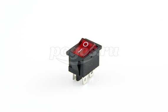 Выключатель клавишный 250V 6А (4с) ON-OFF красный с подсветкой Mini (RWB-207, SC-768) REXANT
