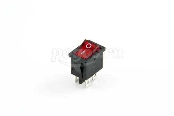 Выключатель клавишный 250V 6А (4с) ON-OFF красный с подсветкой Mini (RWB-207, SC-768) REXANT