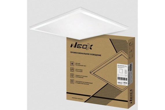 Панель светодиодная ДВО-02 Опал 50Вт 230В 6500К 4500Лм 595х595х25  NEOX