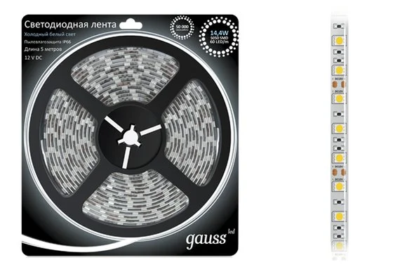 Лента светодиодная 14,4W 12V холодный 5050/60 GAUSS
