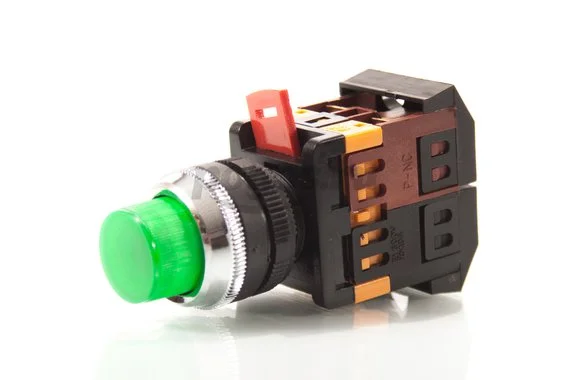 Кнопка ABLFP-22, 22, зеленый неон, 230В, 1з+1р TDM