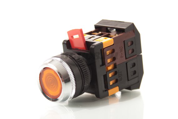 Кнопка ABLFS-22, 22, желтый неон, 230В, 1з+1р TDM