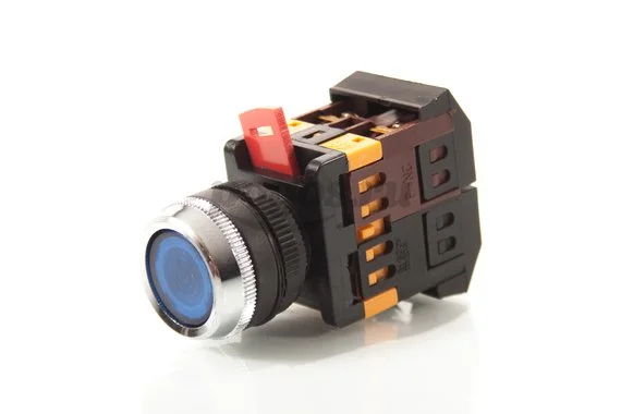 Кнопка ABLFS-22, 22, синий неон, 230В, 1з+1р TDM