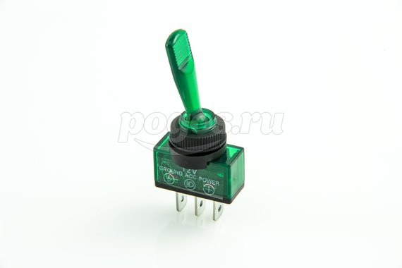 Тумблер 12V 20А (3c) ON-OFF однополюсный с зеленой подсветкой (ASW-13D) REXANT