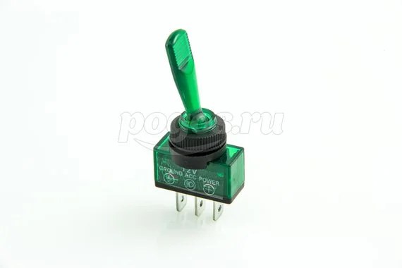 Тумблер 12V 20А (3c) ON-OFF однополюсный с зеленой подсветкой (ASW-13D) REXANT