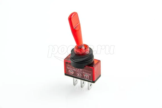 Тумблер 12V 20А (3c) ON-OFF однополюсный с красной подсветкой (ASW-13D) REXANT