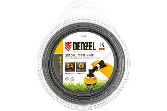 Леска для триммера 2,4мм 15м круглая EXTRA CORD  DENZEL