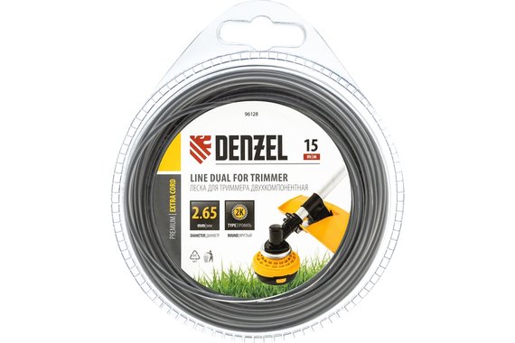 Леска для триммера двухкомпонентная круглая 2,65мм (катушка 15м) EXTRA CORD  DENZEL