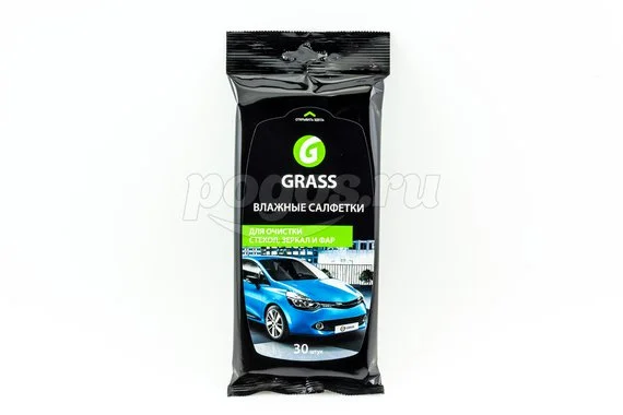 Салфетки влажные для стекол, зеркал и фар  GRASS