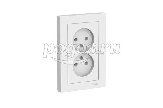 Розетка б/з 2*2P+E 16A в сборе Atlas Design белый, Schneider Electric