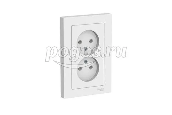 Розетка б/з 2*2P+E 16A в сборе Atlas Design белый, Schneider Electric