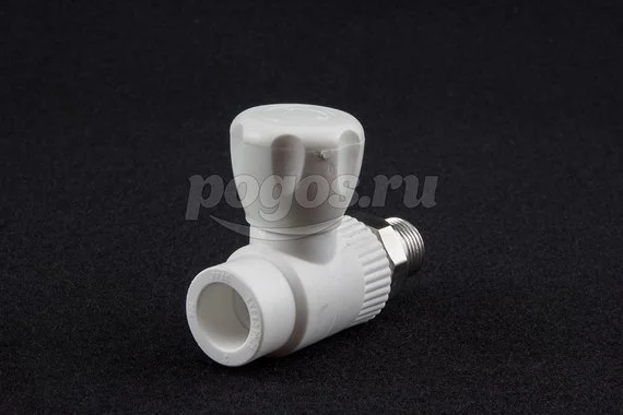Кран шаровой PP-R d-20мм 1/2" с накидной гайкой прямой белый MEERPLAST