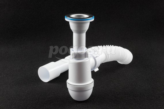Сифон для умывальника 1"1/2" 40 с гибкой трубой 40х40/50 АНИПЛАСТ