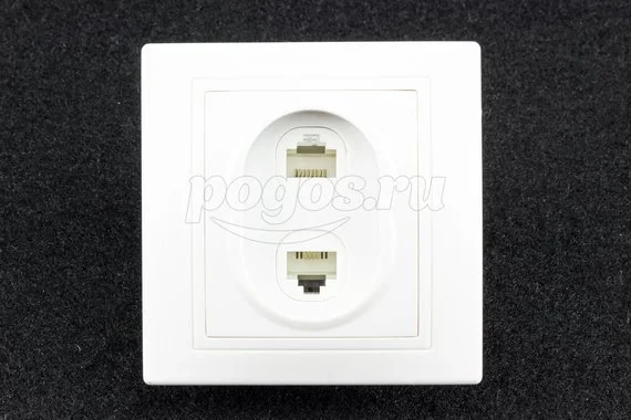Розетка 2ая RJ11/RJ45 белый Таймыр TDM