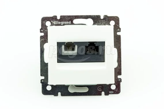 Розетка 2ая RJ11/RJ45 кат.5e белая Valena LEGRAND