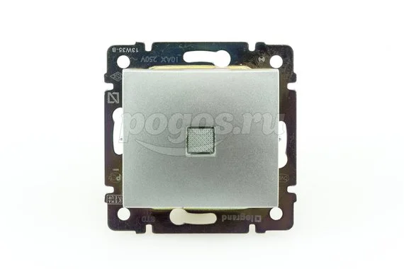 Выключатель 1кл 10А с подсв (зел) серебро Valena LEGRAND