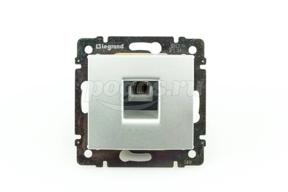 Розетка 1ая RJ11 серебро Valena LEGRAND