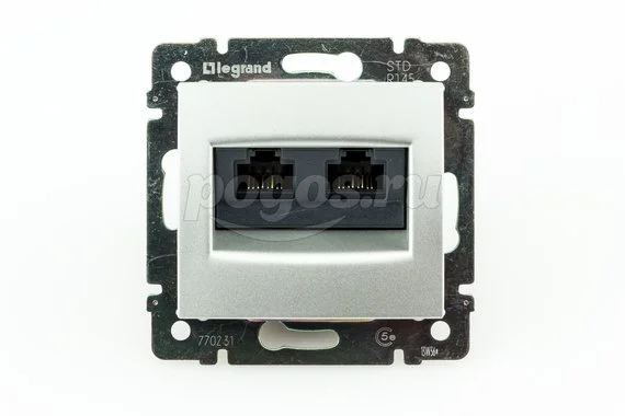 Розетка 2ая RJ45 кат.5e серебро Valena LEGRAND