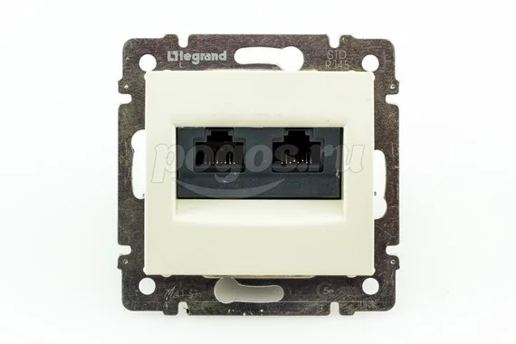 Розетка 2ая RJ45 кат.5e слоновая кость Valena LEGRAND