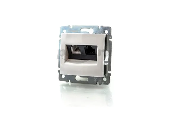 Розетка 2ая RJ11/RJ45 кат.6 слоновая кость Valena LEGRAND