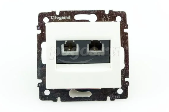Розетка 2ая RJ11 белый Valena LEGRAND