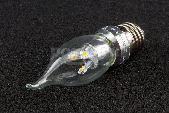 Лампа светодиодная 3Вт E27, 2700К, Candle Tailed Crystal clear GAUSS