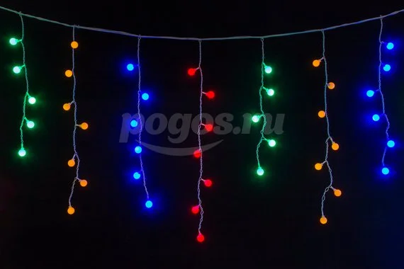 Гирлянда "Занавес" 2,5*0,5м мульти IP20 "Радуга" 16 нитей с контроллером  UNIEL