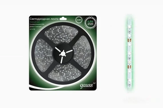 Лента светодиодная 4,8W 12V зеленый 3528/60 GAUSS