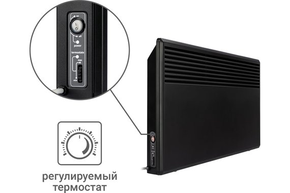 Обогреватель конвекторный 2,0кВт 230В (сушилка, колеса) XCE-2000 черный  DENZEL