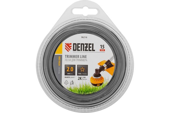 Леска для триммера двухкомпонентная звезда 2,0мм (катушка 15м) EXTRA CORD  DENZEL