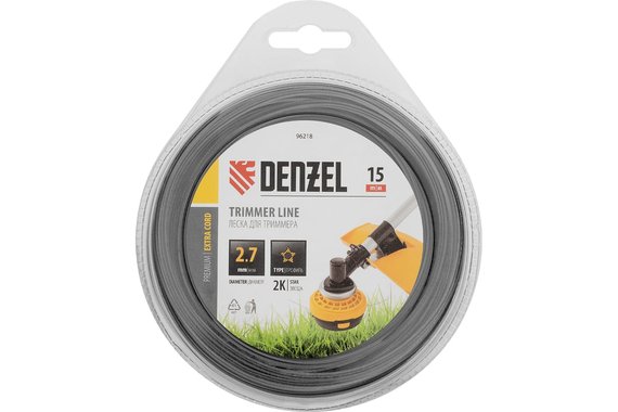Леска для триммера двухкомпонентная звезда 2,7мм (катушка 15м) блистер EXTRA CORD  DENZEL