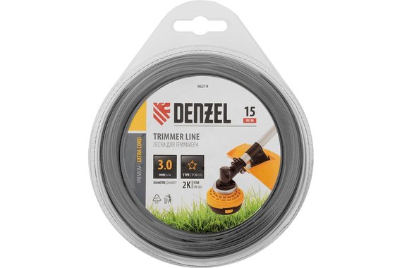 Леска для триммера двухкомпонентная звезда 3,0мм (катушка 15м) блистер EXTRA CORD  DENZEL