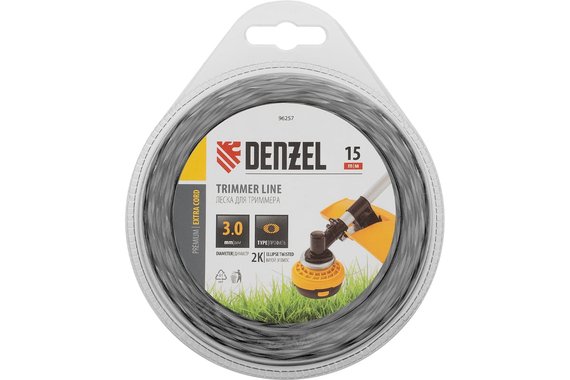 Леска для триммера двухкомпонентная эллипс 3,0мм (катушка 15м) блистер EXTRA CORD  DENZEL