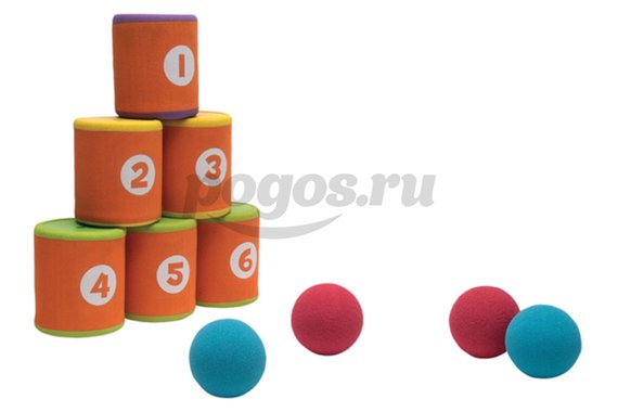 Игра на ловкость "Сбей банку" с музыкальными эффектами 6 бочонков 4 мяча