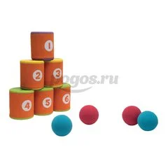 Игра на ловкость "Сбей банку" с музыкальными эффектами 6 бочонков 4 мяча