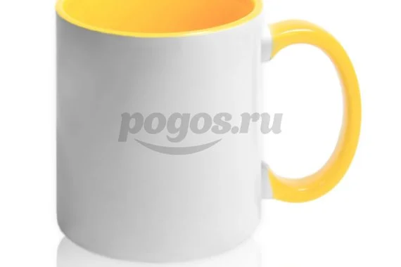 Кружка для нанесения изображения желтая внутри с желтой ручкой