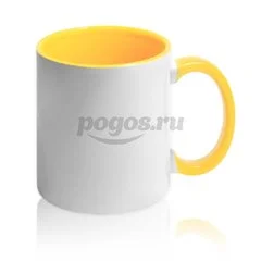Кружка для нанесения изображения желтая внутри с желтой ручкой