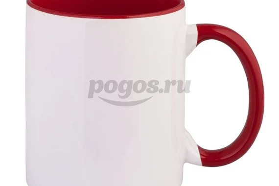 Кружка для нанесения изображения красная внутри с красной ручкой