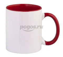 Кружка для нанесения изображения красная внутри с красной ручкой
