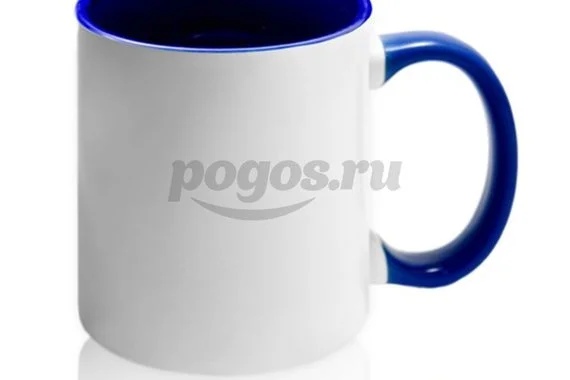 Кружка для нанесения изображения синяя внутри с синей ручкой