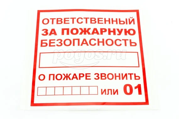 Плакат "Ответственный за пожарную безопасность" 200х200мм DM
