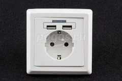 Розетка 1ая с/з 16А 250В 2хUSB Сенеж-2 TDM