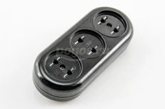 Колодка удлинителя б/з 3гн 16А карболит Ретро TDM