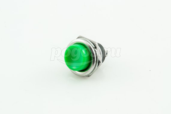 Выключатель-кнопка металл 220V 2А (2с) (ON)-OFF d16.2 зеленая (RWD-306) REXANT