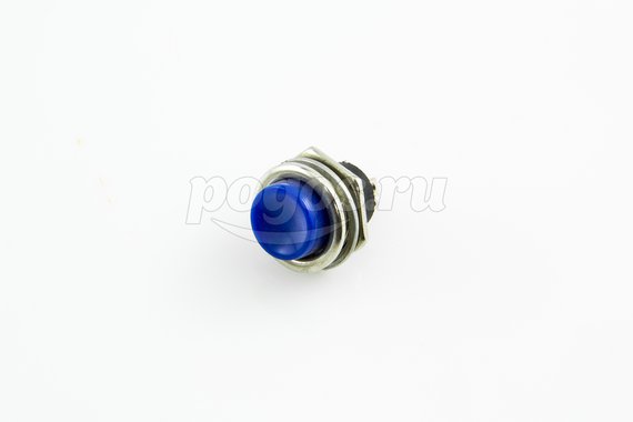 Выключатель-кнопка металл 220V 2А (2с) (ON)-OFF d16. 2 синяя (RWD-306) REXANT