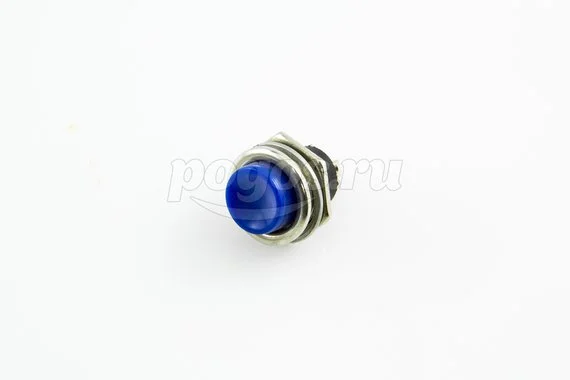 Выключатель-кнопка металл 220V 2А (2с) (ON)-OFF d16. 2 синяя (RWD-306) REXANT