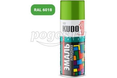 Эмаль аэрозольная алкидная универсальная 520мл RAL 6018 салатовый  KUDO