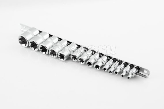 Комплект торцевых головок внешних Torx (1/4"; 3/8"; 1/2"DR Е4-Е24; 14 предметов) Jonnesway