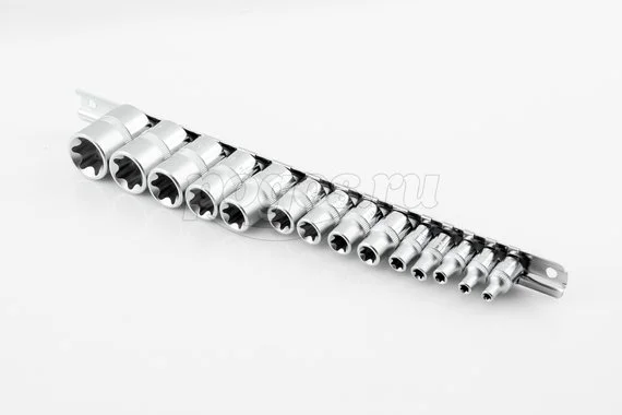 Комплект торцевых головок внешних Torx (1/4"; 3/8"; 1/2"DR Е4-Е24; 14 предметов) Jonnesway